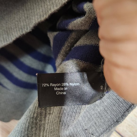 Lane Bryant Sweater Pullover Long Sleeve Polka Dots Striped Gray Blue Size 18/20 - Picture 7 of 12